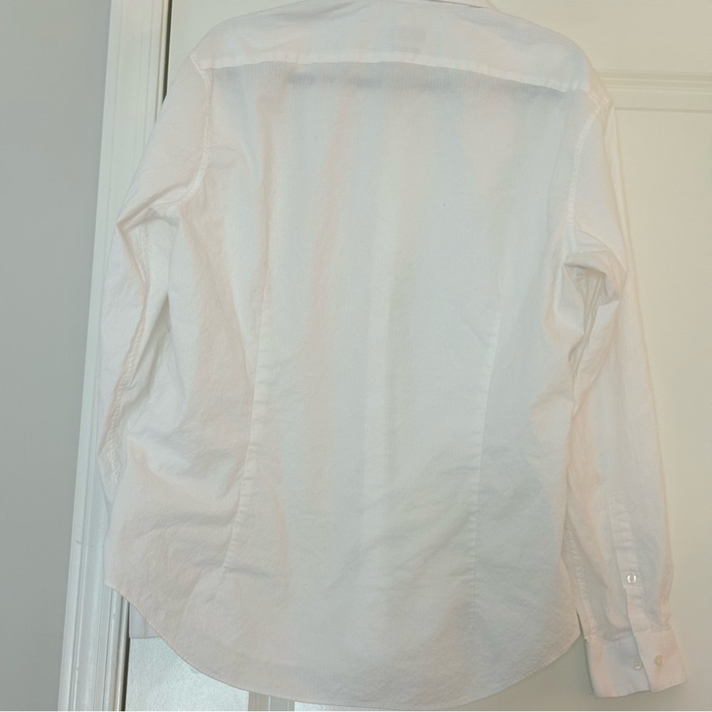 Calvin Klein Men’s White Refined Cotton Stretch Slim Fit Dress Shirt - Picture 13 of 14